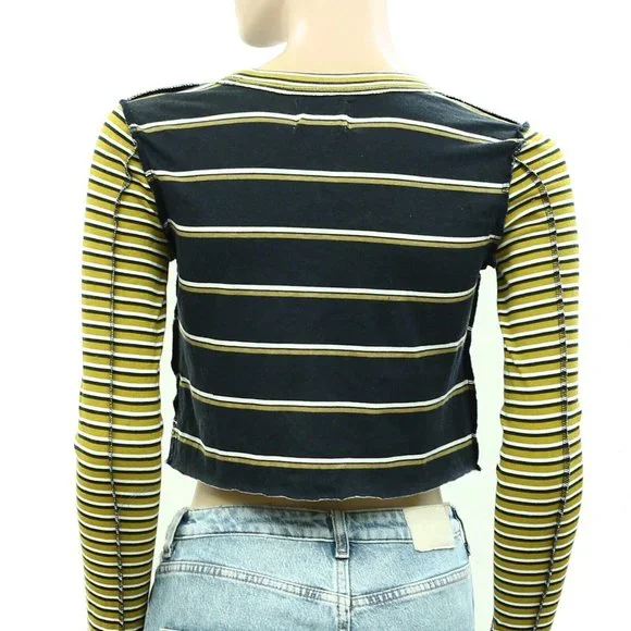 BDG Urban Outfitters Seb Spliced Stripe Tee Cropped Top Cotton M New - Picture 8 of 9